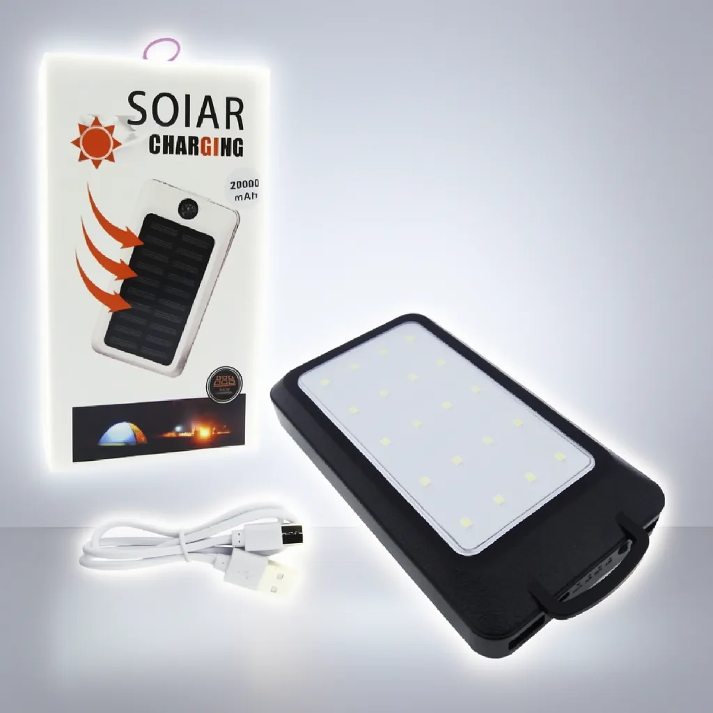Bateria De Emergencia Solar A 20.000 Mah Con 2 Puertos USB, Brujula, Linterna E Indicador De Carga - imagen 10