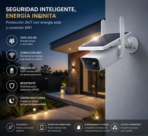 Camara IP Solar Con Wi-Fi/TF, Microfono Y Altavoz - CAM-IP-SOL-WI-FI-TF-MIC