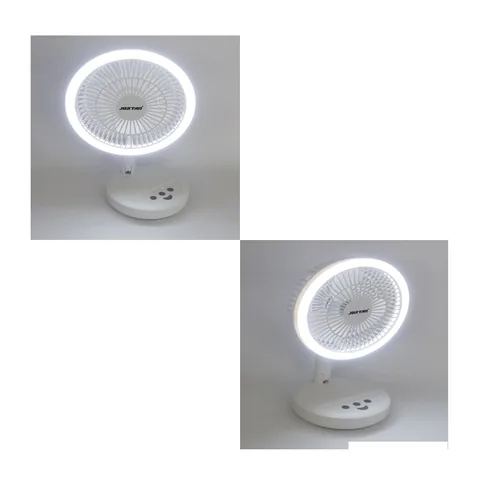 Ventilador De Sobre Mesa Recargable Marca JORTAN Modelo QT-Y15 Con Aro LED, 3 Velocidades Y Oscilacion - imagen 5