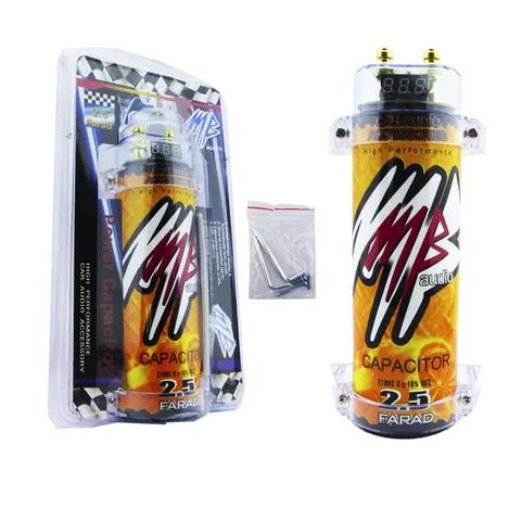 Capacitor Para Audio De Auto Marca MB Amarillo De 2.5 Faradios - imagen 1