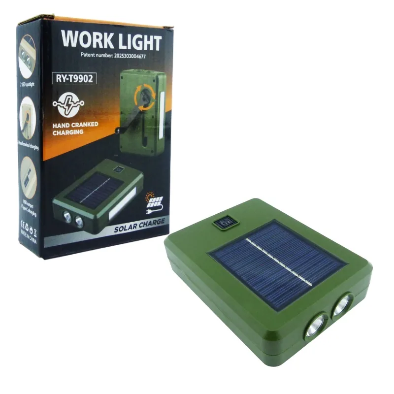 Bateria De Emergencia Solar Recargable Con Dinamo, Conexion USB, Type-C Y Linterna. Modelo RY-T9902. - imagen 9