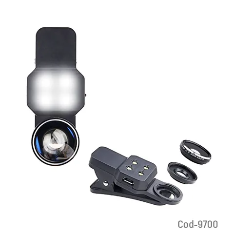 Lente Ojo De Pez Para Smartphone De Metal 4 En 1 Con Flash LED. - imagen 3