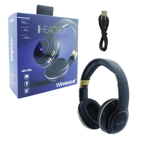 Audifono Cintillo Bluetooth Modelo AIN-730L Con Luz Y Conexiones TF-AUX, Radio FM. Recargable. - imagen 1