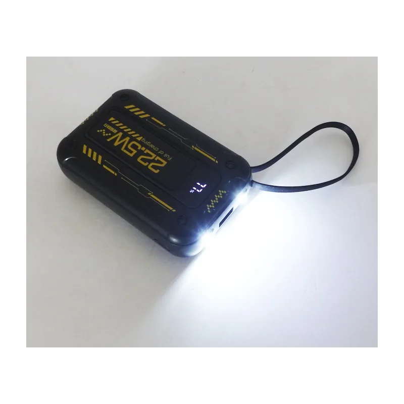 Bateria De Emergencia 22.5 Watt Con Puertos USB Type-C Micro USB Y Cables Integrados De 10.000 Mah Con Linterna - imagen 7