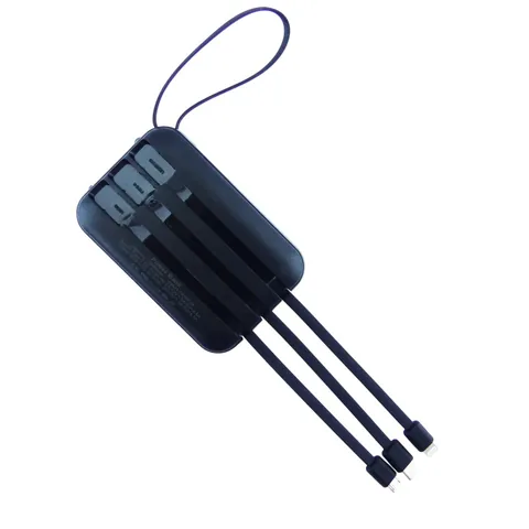 Bateria De Emergencia 22.5 Watt Con Puertos USB Type-C Micro USB Y Cables Integrados De 10.000 Mah Con Linterna - imagen 3