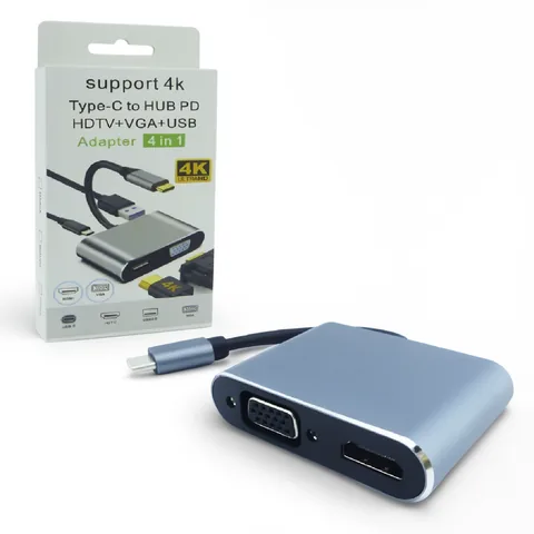 Convertidor Cable Type-C 4 En 1 HDMI, VGA, USB Y Type-C - imagen 2