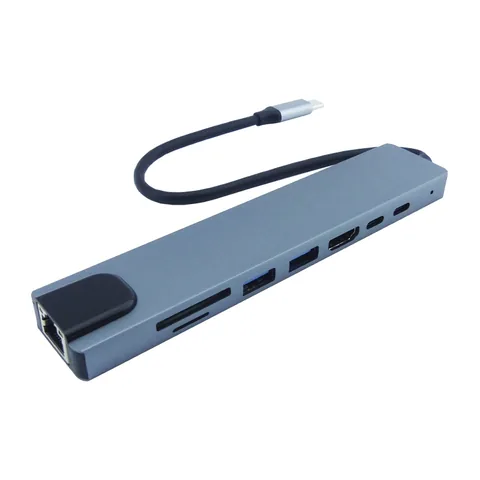 HUB Type-C 8 En 1, Con 3 USB, 2 PD, LAN, TF Y SD. 3.0 En Aluminio - imagen 3