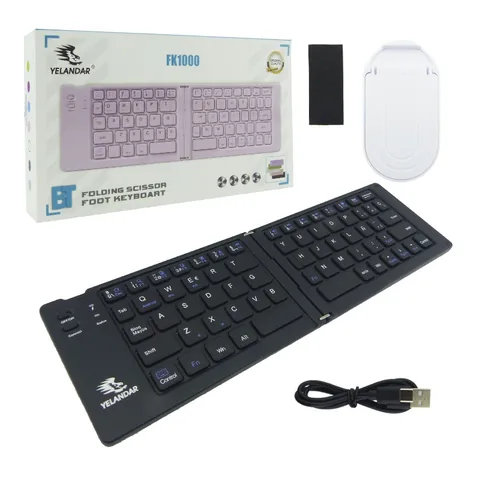 Teclado Mini Plegable Bluetooth Con Soporte Modelo FK1000 En Aluminio Y Variedad De Colores. - imagen 1