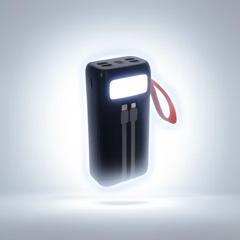 Bateria De Emergencia Con 4 Puertos USB, Type-C, Lightning Y Cables Integrados De 30000  Mah Con Linterna - imagen 4