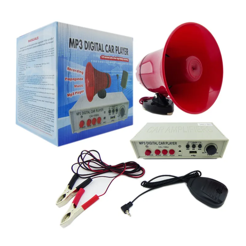 Megafono Mp3, 12 V, Para Auto, Con Iman, Rec, USB, Sirena - imagen 1
