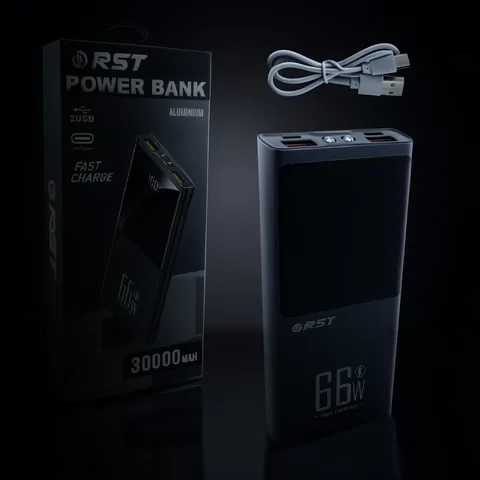 Bateria De Emergencia Marca RST Modelo ALUMINIUM Con Dos Puertos USB Y Un Puerto PD Fast Charge De 30.000 Mah En Dos Colores - imagen 2