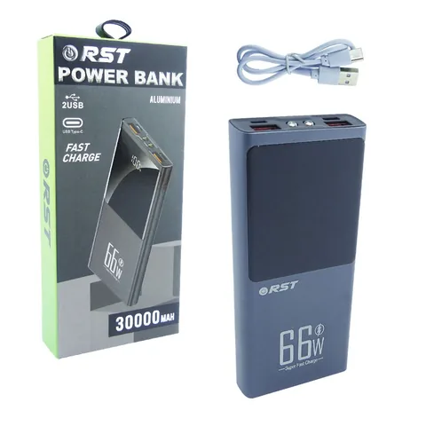Bateria De Emergencia Marca RST Modelo ALUMINIUM Con Dos Puertos USB Y Un Puerto PD Fast Charge De 30.000 Mah En Dos Colores - imagen 1