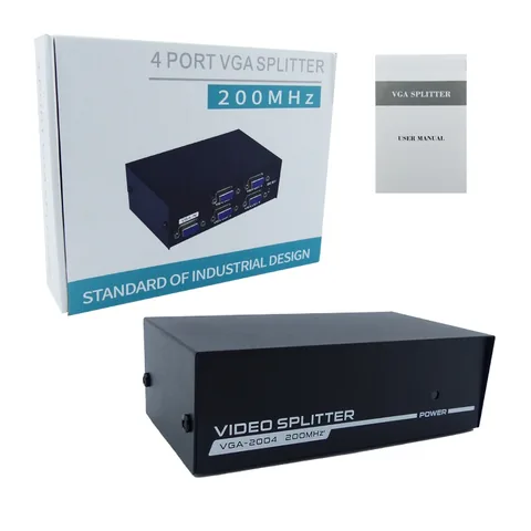 Spliter VGA De 1 Entrada Por 4 Salidas De 200MHZ Con Transformador. - imagen 1