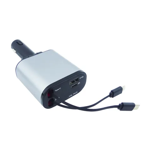 Cargador 120 W Fast Charge USB-PD Y 2 Cables Retractil Tipe-C/Iphone - imagen 1